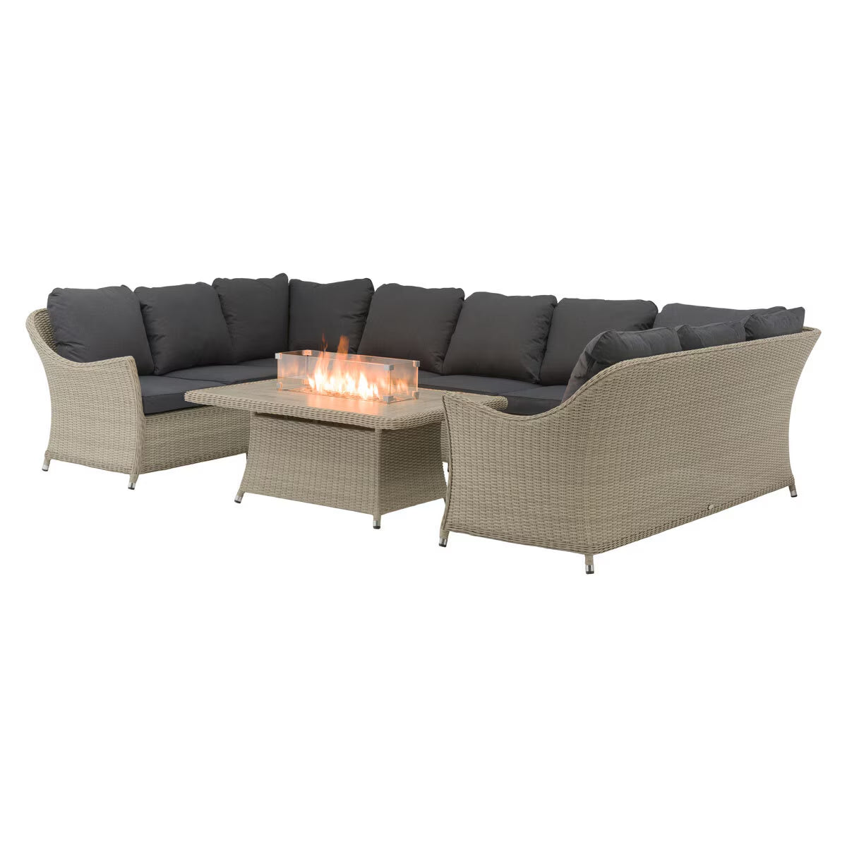 Bramblecrest Monterey Rattan Modular U-Shaped 4 Piece Fire Patio Set - Image 7