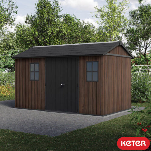 Keter Rosewood 13Ft 5" X 7Ft 6" (4.1 X 2.3M) Storage Shed in 2 Configurations