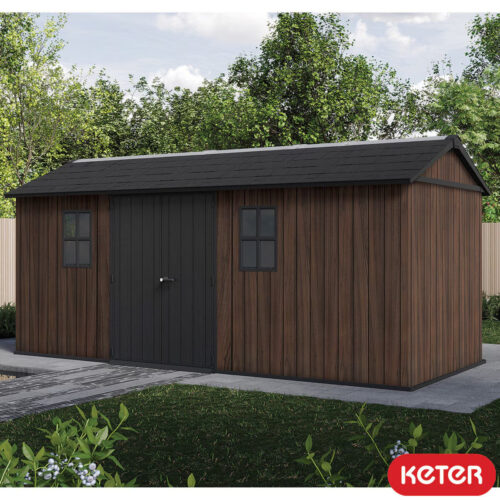 Keter Rosewood 17Ft 6" X 7Ft 5" (5.3 X 2.3M) Storage Shed in 2 Configurations