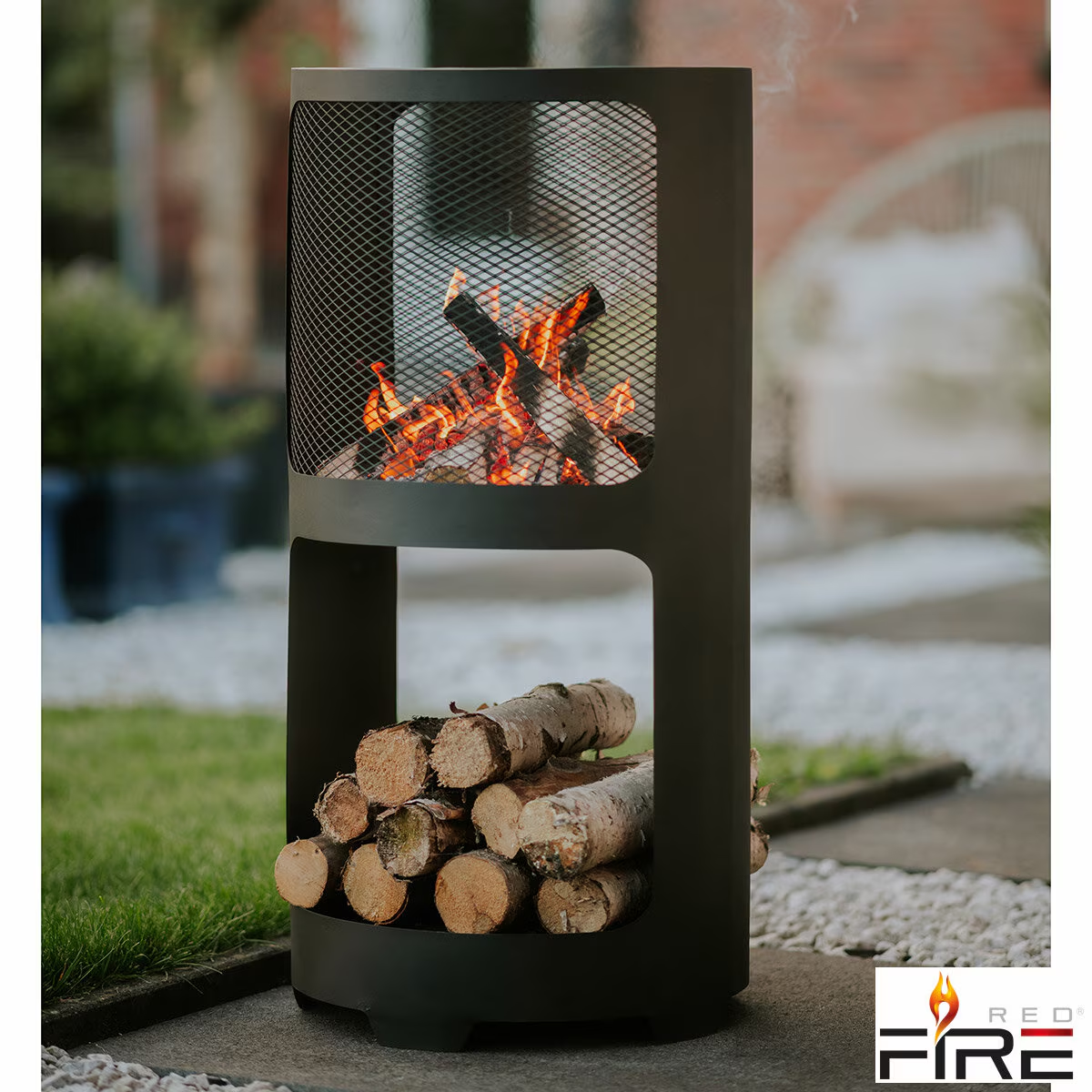 Redfire Buffalo Wood Burning Fire Pit with Wood Storage