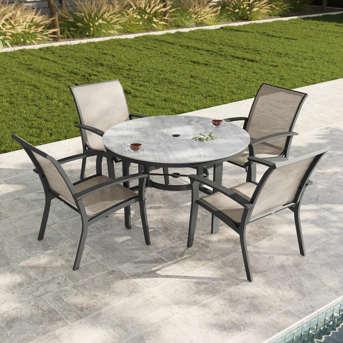 Agio Clearfield 5 Piece Sling Dining Set + Cover