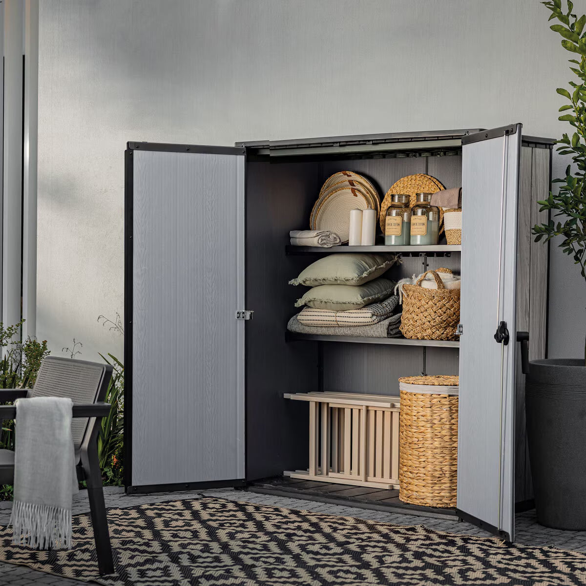 Storm Grey Signature Alto 4Ft 6" X 2Ft 4" (1.4 X 0.7M) 1,415 Litre Vertical Storage Shed with Shelves - Image 4