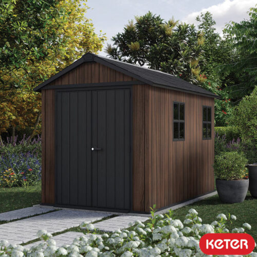 Keter Rosewood 7Ft 6" X 9Ft 5" (2.3 X 2.9M) Storage Shed with Front Entry