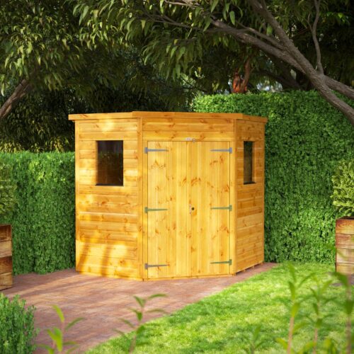Power Corner Shed 6x6 – Tongue & Groove Garden Shed with Toughened Glass