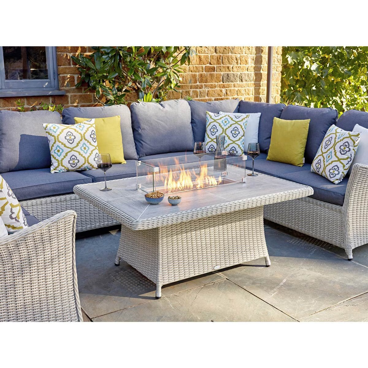 Bramblecrest Monterey Rattan Modular U-Shaped 4 Piece Fire Patio Set - Image 3